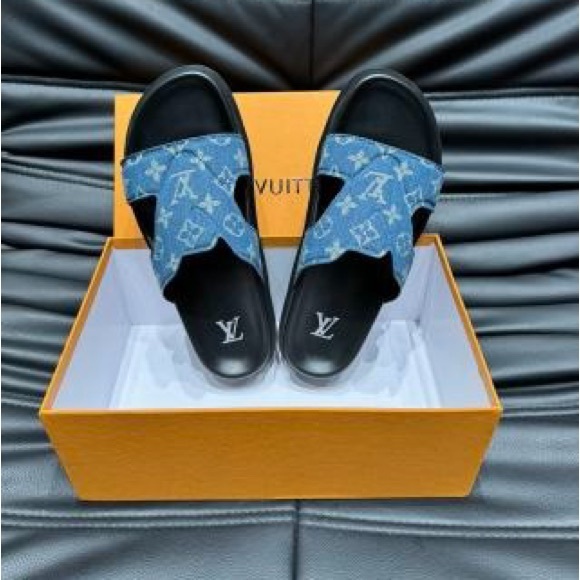 Louis Vuitton Denim Blue Monogram Sandals - Picture 4 of 4